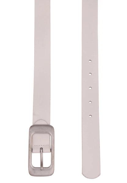 Leslii Damen-Gürtel Basic Statement-Schnalle Weißer Gürtel Breite 3cm Uni Weiß Silber