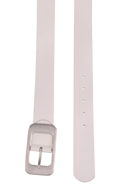 Leslii Damen-Gürtel Basic Statement-Schnalle Weißer Gürtel Breite 4cm Uni Weiß Silber