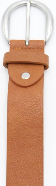 Leslii Damen-Gürtel Basic Uni Einfarbig Brauner Gürtel Breite 3,5cm Dornschließe Silber Cognac