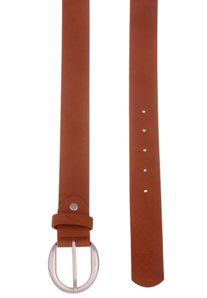 Leslii Damen-Gürtel Basic Uni Einfarbig Brauner Gürtel Breite 3,5cm Dornschließe Cognac Braun