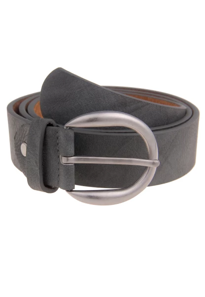 Leslii Damen-Gürtel Basic Uni einfarbig grauer Gürtel Breite 3,5cm Dornschließe Silber Grau
