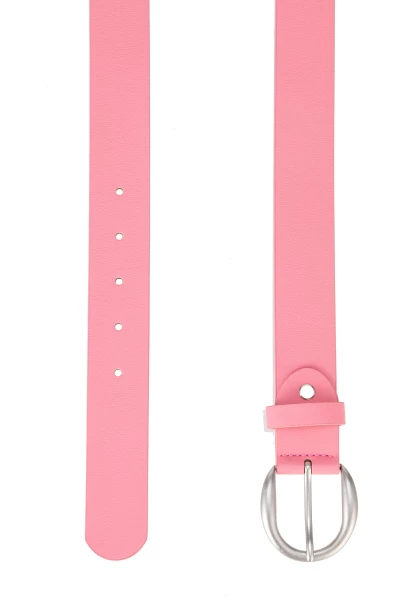 Leslii Damen-Gürtel Basic Uni Einfarbig Rosa Gürtel Breite 3,5cm Dornschließe Silber Pink