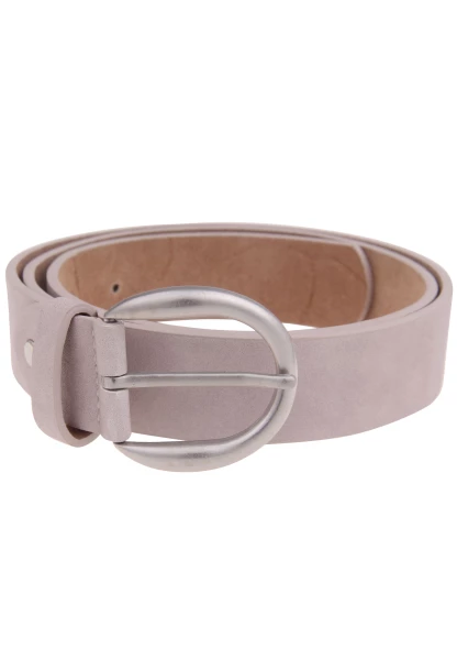 Leslii Damen-Gürtel Basic Uni einfarbig tauper Gürtel Breite 3,5cm Dornschließe Silber Taupe