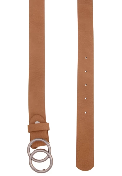 Leslii Damen-Gürtel Classic-Gürtel Doppel Ring Brauner Gürtel Breite 3cm Steck-Schließe Sand Braun