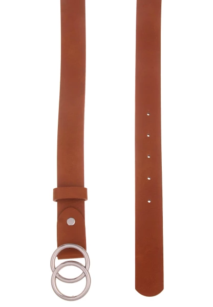 Leslii Damen-Gürtel Classic-Gürtel Doppel Ring Brauner Gürtel Breite 3cm Steck-Schließe Cognac Braun