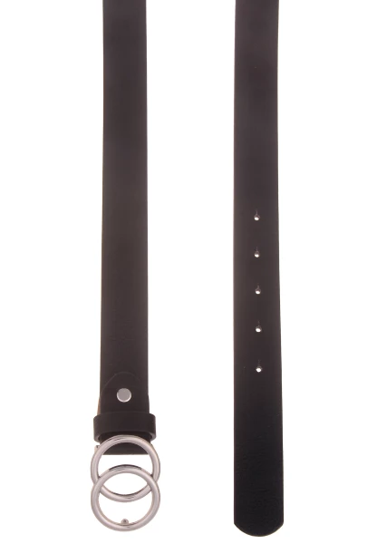 Leslii Damen-Gürtel Classic-Gürtel Doppel Ring Schwarzer Gürtel Breite 3cm Steck-Schließe Schwarz