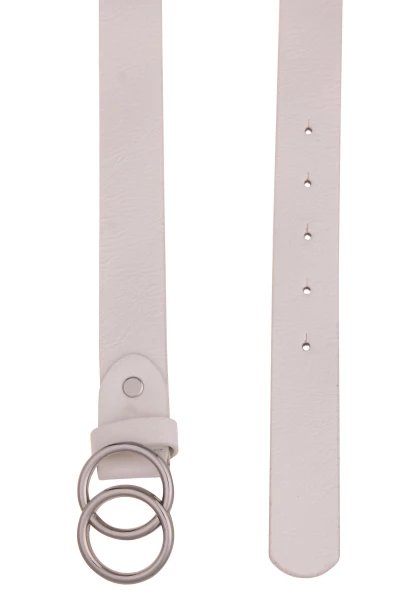 Leslii Damen-Gürtel Classic-Gürtel Doppel Ring Weißer Gürtel Breite 3cm Steck-Schließe Weiß Silber