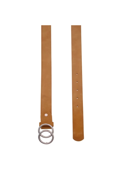 Leslii Damen-Gürtel Doppel-Ring Brauner Gürtel Steck-Schließe Classic Breite 3cm Braun Silber
