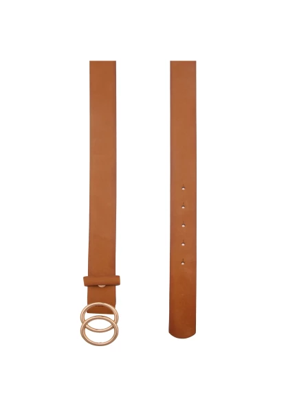 Leslii Damen-Gürtel Doppel-Ring Hellbrauner Gürtel Steck-Schließe Classic Braun Gold