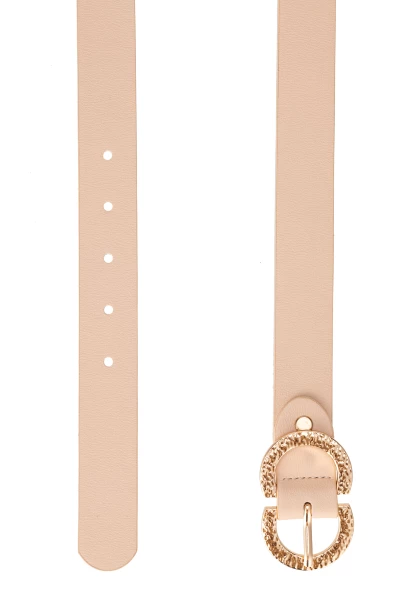 Leslii Damen Gürtel Doppel Ring Schließe Creme Gürtel Business Beige