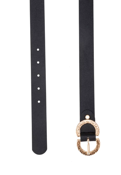Leslii Damen Gürtel Doppel Ring Schließe Schwarz Gürtel Business Gold