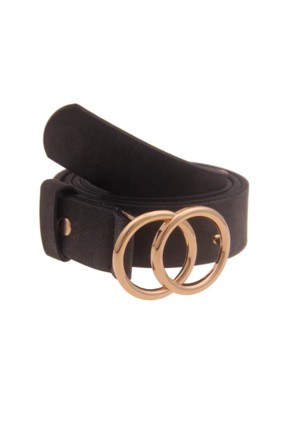 Leslii Damen-Gürtel Doppel-Ring schwarzer Gürtel Classic Schwarz Gold