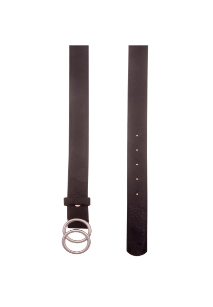 Leslii Damen-Gürtel Doppel-Ring Schwarzer Gürtel Steck-Schließe Classic Breite 3cm Schwarz Silber