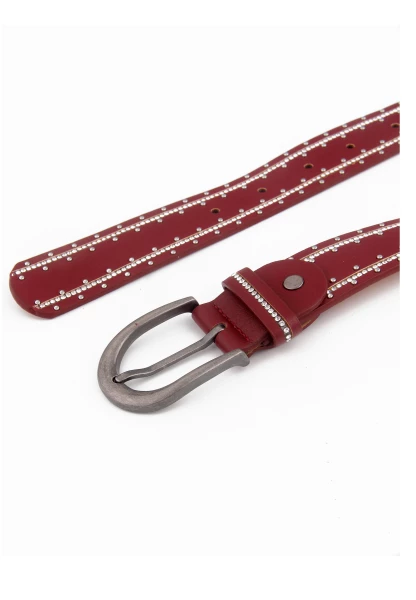 Leslii Damen-Gürtel Glitzer Strass-Gürtel Roter Gürtel Glitzer-Gürtel Breite 3,5cm In Rot Silber