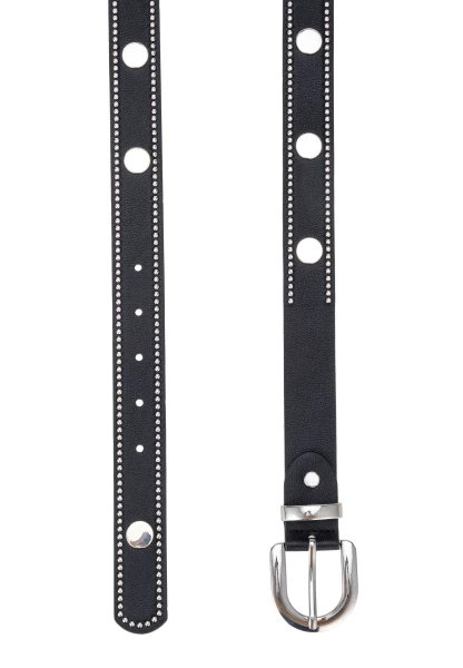 Leslii Damen-Gürtel Nieten-Gürtel Kunstleder Schwarzer Gürtel Basic-Gürtel Business