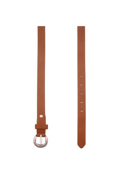 Leslii Damen-Gürtel Schmaler Gürtel Brauner Gürtel Basic-Gürtel Breite 2cm In Braun Silber