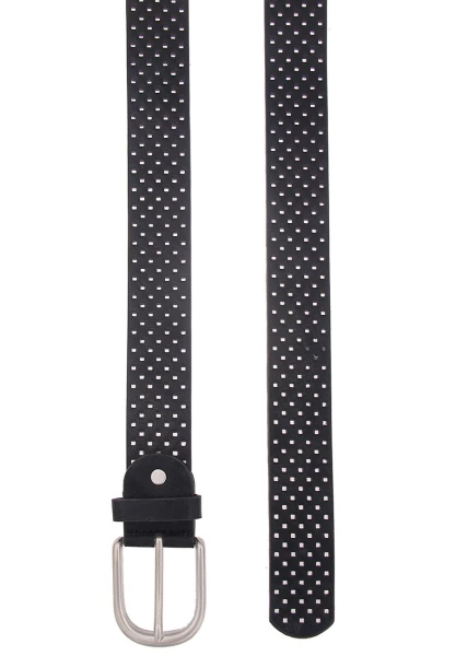 Leslii Damen-Gürtel Square Metallic-Gürtel Loch-Muster Schwarzer Gürtel Breite 3,5cm Schwarz Silber