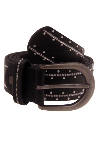 Leslii Damen-Gürtel Strass-Gürtel Schwarzer Gürtel Glitzer-Gürtel Breite 3,5cm Schwarz