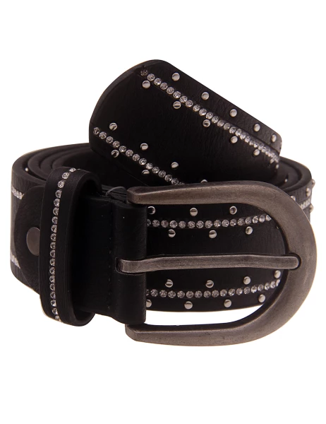 Leslii Damen-Gürtel Strass-Gürtel schwarzer Gürtel Glitzer-Gürtel Breite 3,5cm schwarz