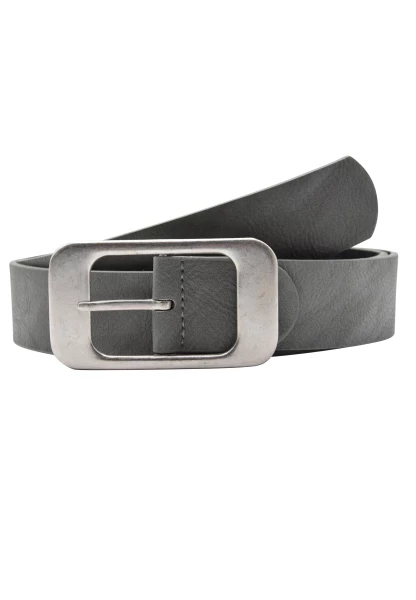 Leslii Damen-Gürtel Uni Basic-Gürtel grauer Gürtel Statement Schnalle Silber Grau