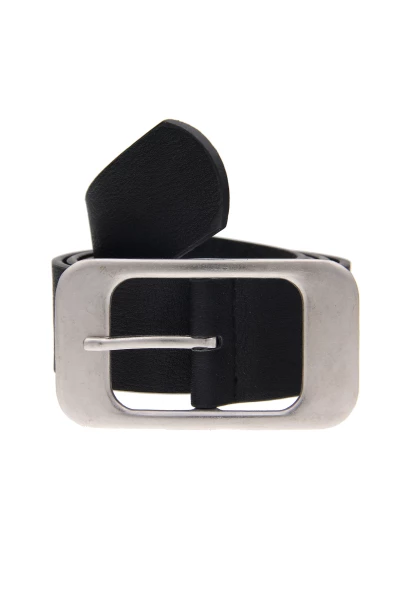 Leslii Damen-Gürtel Uni Basic-Gürtel schwarzer Gürtel Statement Schnalle Breite 4cm Silber Schwarz