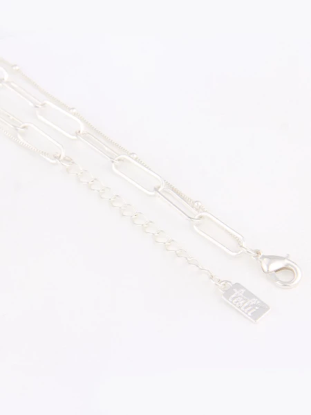 Leslii Damen-Halskette Layering-Kette Mit Süsswasserperlen In Silber Und Weiß Gliederkette Und Venez