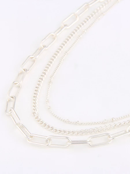 Leslii Damen Kette 3-fach Layering Gliederkette Silber Länge 46cm
