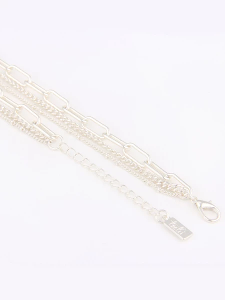 Leslii Damen Kette 3-fach Layering Gliederkette Silber Länge 46cm