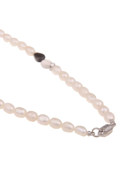 Leslii Damen-Kette Alice Natursteine Perlen-Collier Stein-Kette Kurze Modeschmuck-Kette Weiß Grau