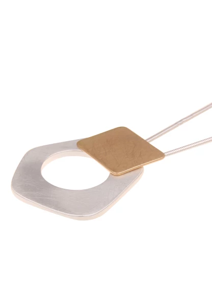 Leslii Damen-Kette Bicolor Formen Matt Schlangen-Kette Silberne Modeschmuck-Kette Silber Gold