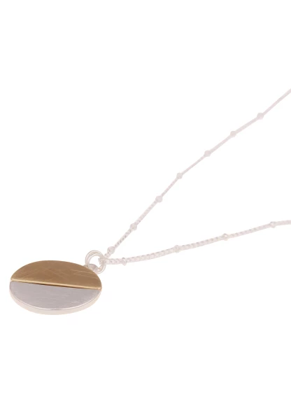 Leslii Damen-Kette Bicolor Kurzes Collier Mattierter Anhänger Silber Gold