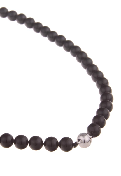 Leslii Damen-Kette Cindy Schwarze Perlen-Kette Kunst-Perlen Strass Collier Modeschmuck Schwarz