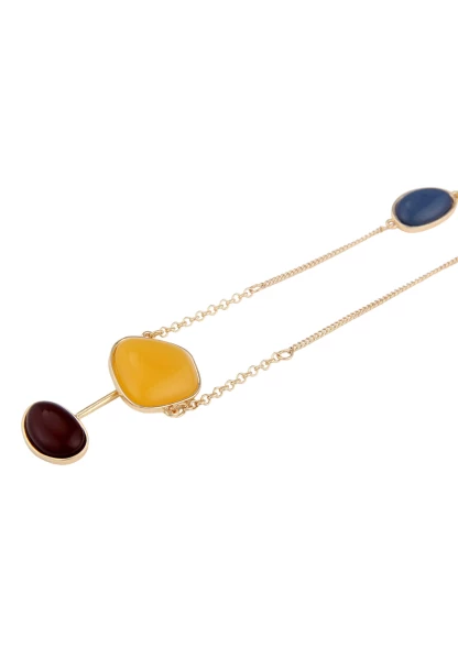 Leslii Damen-Kette Color Glieder-Kette Goldene Halskette Bunte Modeschmuck-Kette Gold Bunt