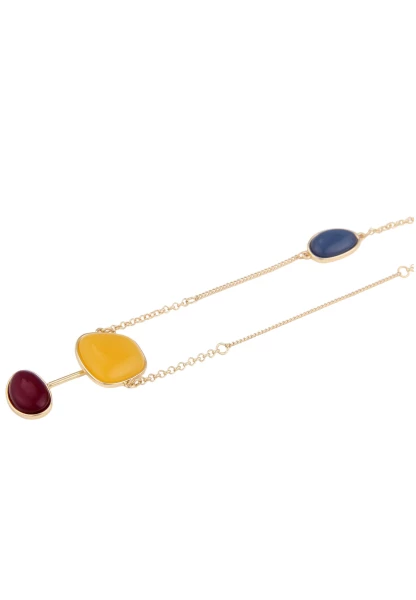 Leslii Damen-Kette Color Glieder-Kette Goldene Halskette Bunte Modeschmuck-Kette Gold Bunt