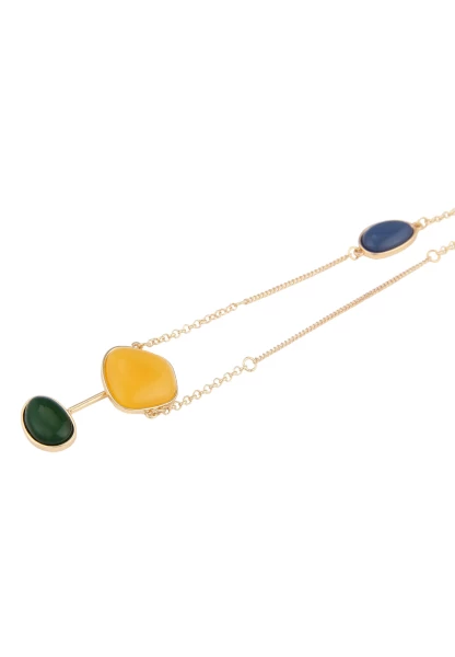 Leslii Damen-Kette Color Glieder-Kette Goldene Halskette Bunte Modeschmuck-Kette Gold Bunt