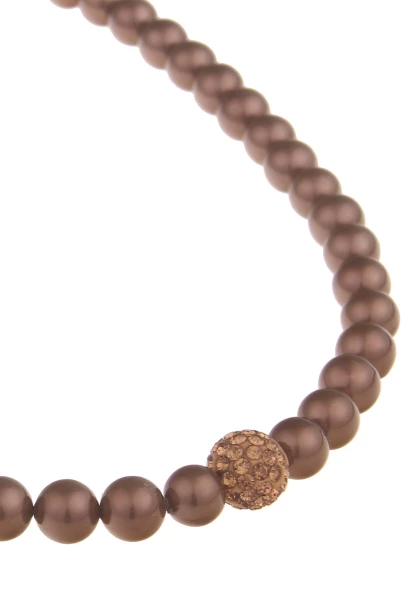 Leslii Damen-Kette Daniela Perlen-Collier Perlen-Kette Strass Braune Perlen Modeschmuck-Kette Braun