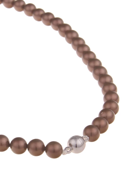 Leslii Damen-Kette Daniela Perlen-Collier Perlen-Kette Strass Braune Perlen Modeschmuck-Kette Braun