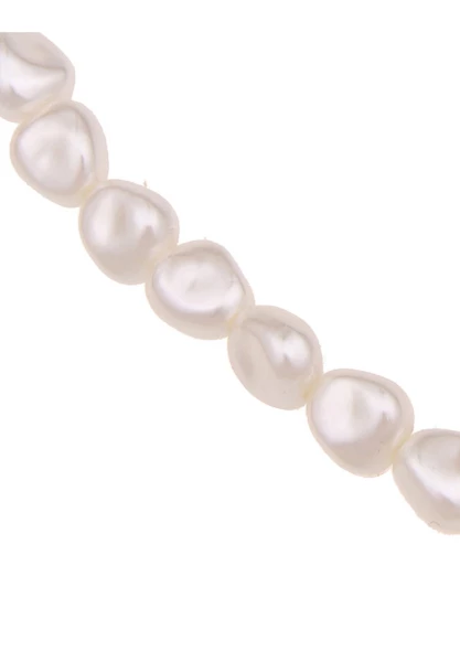 Leslii Damen-Kette Doreen Glieder-Kette Perlen Kurze Halskette Modeschmuck-Kette Collier Silber Weiß