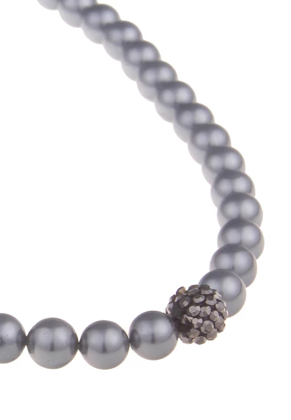 Leslii Damen-Kette Evelyn Perlen-Collier Graue Perlen-Kette Strass Kurze Halskette Modeschmuck Grau