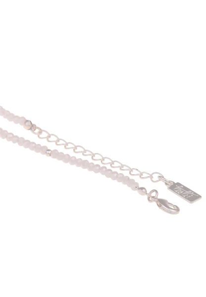 Leslii Damen-Kette Flower Blumen-Anhänger Glas-Perlen Weiße Perle Lange Modeschmuck-Kette Weiß