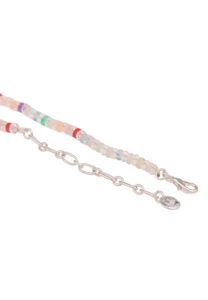 Leslii Damen-Kette Glasperlen Münz-Anhänger Bunte Halskette Kurze Modeschmuck-Kette Silber Bunt