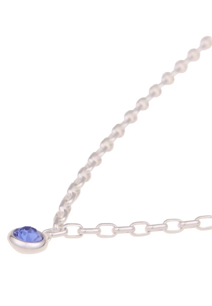 Leslii Damen-Kette Glitzer Collier Glas-Anhänger Kurze Modeschmuck-Kette Glasstein Silber Blau