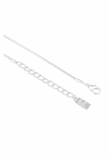 Leslii Damen-Kette Horn-Look Muster-Anhänger Lange Halskette Modeschmuck-Kette Silber Braun