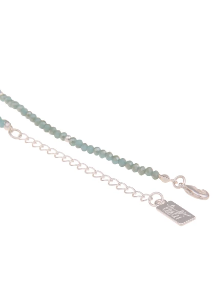 Leslii Damen-Kette Jenna Blaue Glas-Perlen Kurze Perlen-Kette Blau Weiß