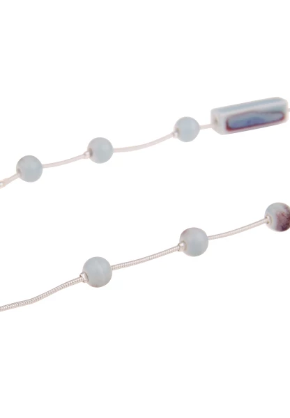 Leslii Damen-Kette Keramik-Kette Schlangen-Kette Silberne Kette Modeschmuck Silber Blau