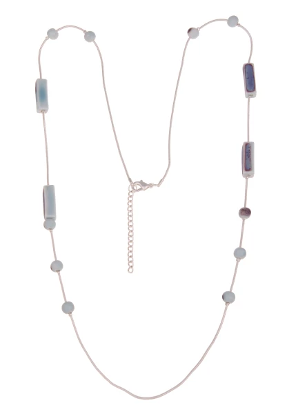 Leslii Damen-Kette Keramik-Kette Schlangen-Kette Silberne Kette Modeschmuck Silber Blau