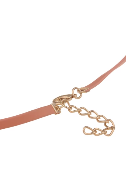 Leslii Damen-Kette Lange Halskette Blatt-Anhänger Statement Modeschmuck-Kette Lachs Gold