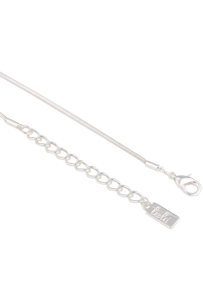 Leslii Damen-Kette Lange Halskette Matt-Anhänger Statement Modeschmuck-Kette Altrosa Silber