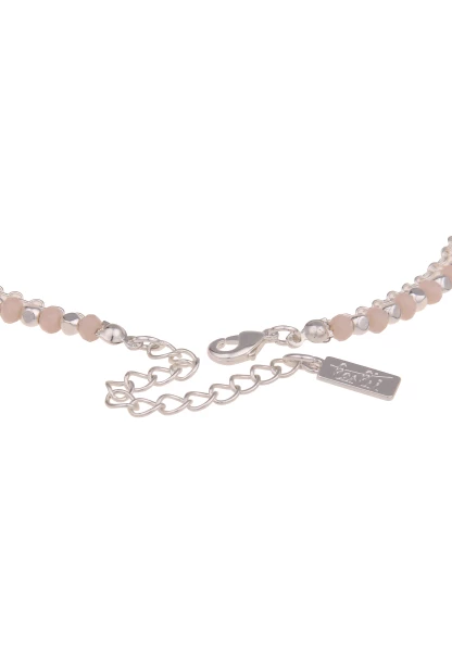 Leslii Damen-Kette Layering Glas-Perlen Lange Halskette Mehrfache Modeschmuck-Kette Beige Silber