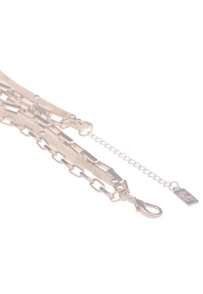 Leslii Damen-Kette Layering Weiße Perlen Glieder-Kette Silberne Modeschmuck-Kette Silber Weiß